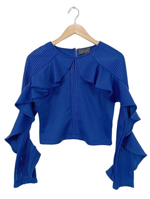 GRACIA Langarm-Bluse Damen Bluse Gr. DE 38 blau Elegant