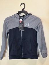 UA Under Armour Hoodie Boys YSM - Small 7 8 YOUTH Grey Sweatshirt Logo NWT