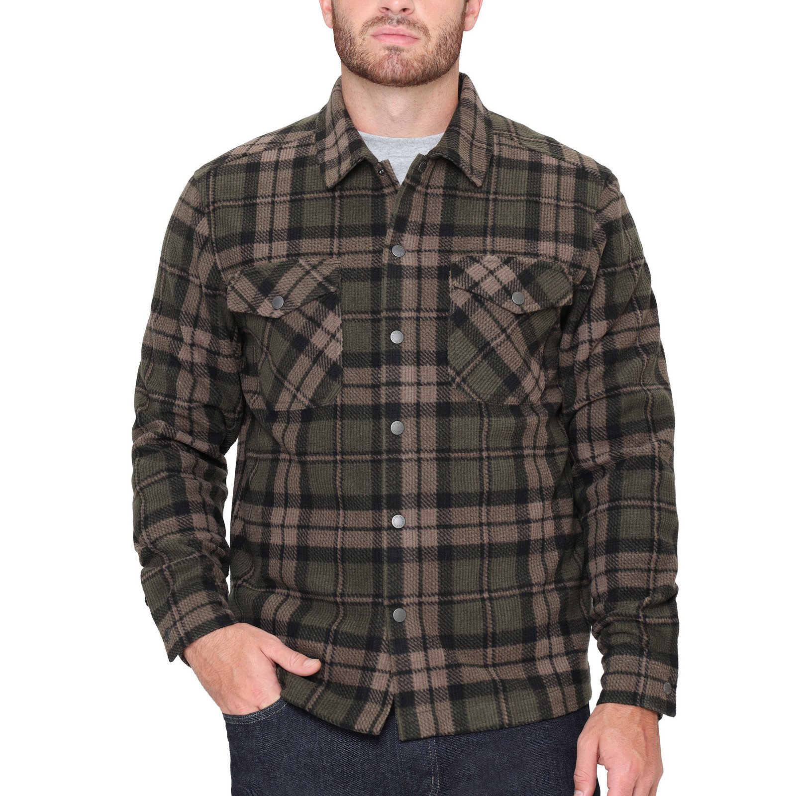 BC Clothing Men's Textured Flannel Button Cuffs Branded Butt