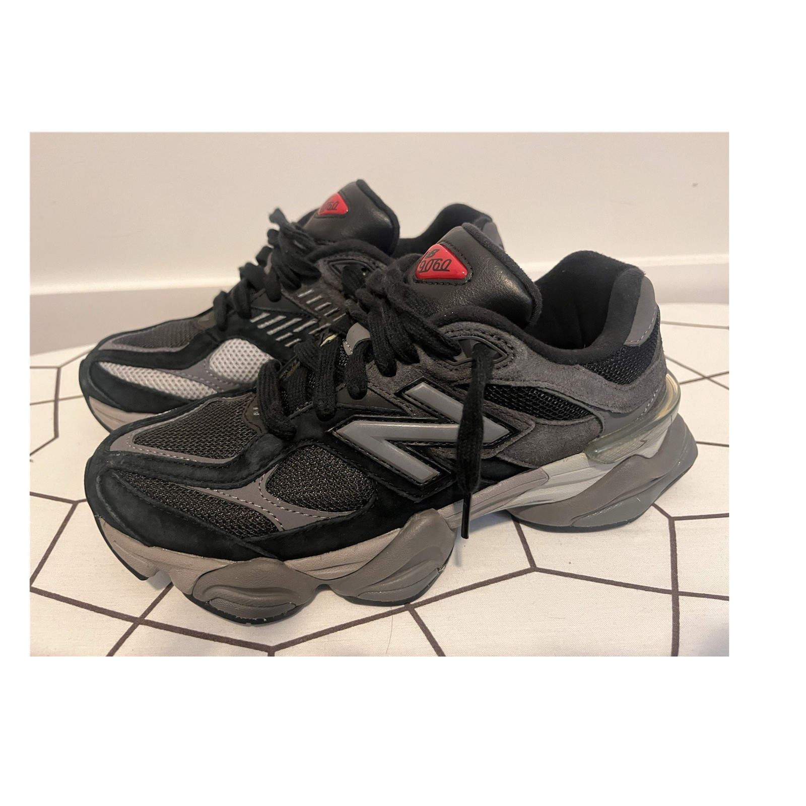 New Balance 9060 Black Castlerock/Rain Cloud Suede Men's Athletic Sneaker