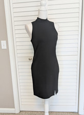 NWT Popular 21 Black Mock Neck Sleeveless Bodycon Mini Dress - Small