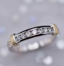 Art Deco Style Round Cut Lab Created Diamond 14K White Gold FN Wedding Band Ring