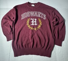 Pre Owned Excellent Harry Potter Hogwarts Knit Sweater Burgundy Unisex Sz Medium