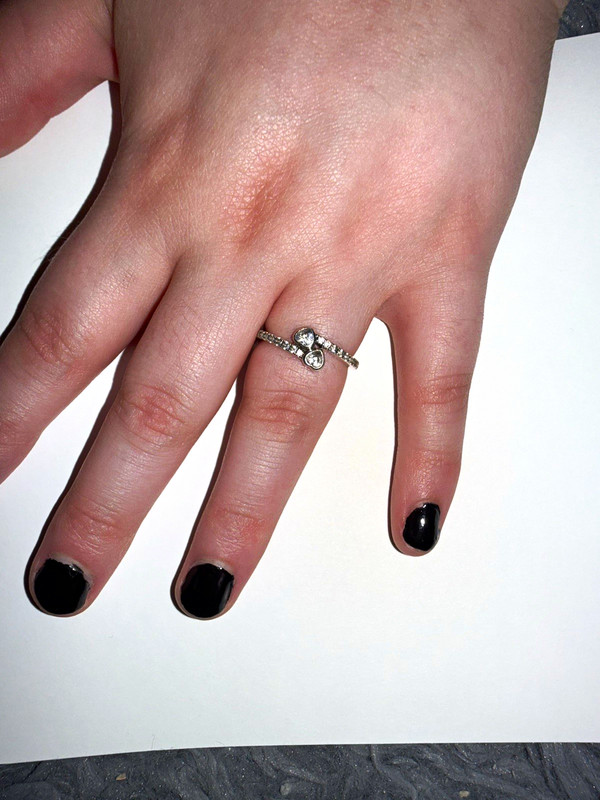 PANDORA 925 Sterling Silver Heart Cubic Zirconia Band Ring Size 7