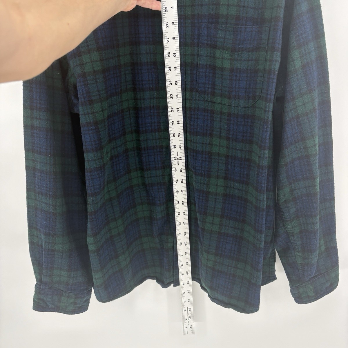 LL Bean Vintage Mens XL Flannel Shirt Black Watch Plaid Cotton Traditional Fit View 5