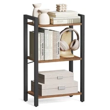 3-Tier Bookshelf Bookcase with Steel Frame for Living Room Home Office Study