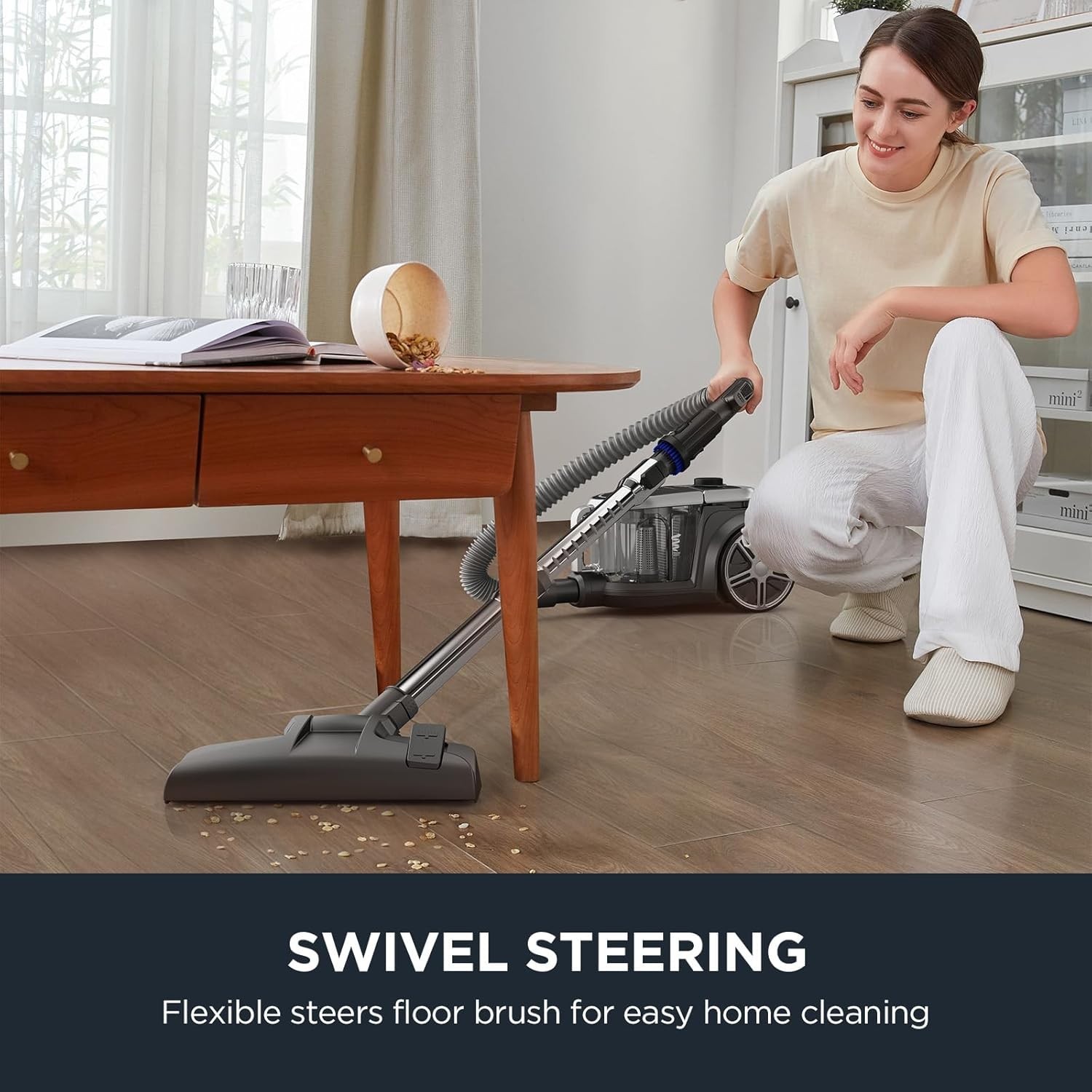 Effortless Bagless Canister Vacuum with Hepa Filter - Ideal for Carpets & Floors