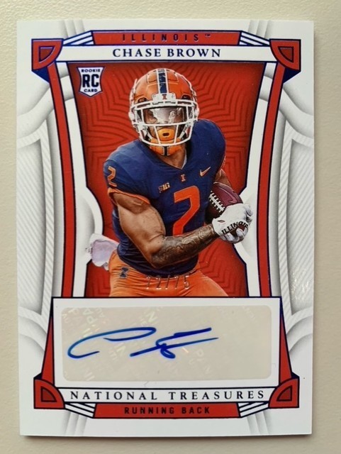 Chase Brown Panini National Treasures Collegiate Rookie Signatures #RSCHB Blue