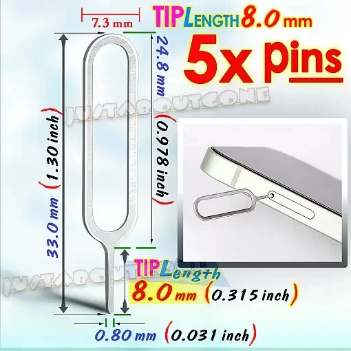 5x Sim Pin Card Ejector Tray Mobile Phone Remover diy Fix Tool Opening Eject Key - image 3 of 4