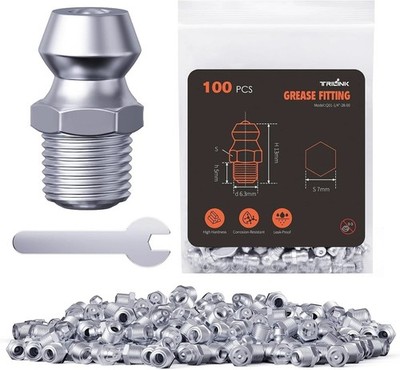 1/4''-28 Zerk Grease Fittings, SAE Grease Nipples with Straight, Grease Fittings