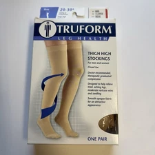 Truform 8868 Firm Compression Closed Toe Thigh High Stockings Beige XL Unisex