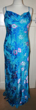 SIZE 16 MONSOON BLUE FLORAL SILK BLEND DRESS WITH COWL NECK
