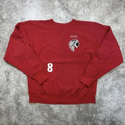 Vintage Apponequet Lakers Sweatshirt Mens Large Red NCAA Field Hockey 90s - Image 1 of 4