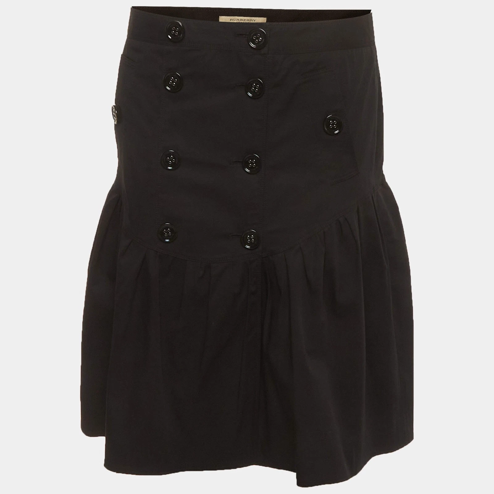 Burberry Black Cotton Pleated Short Skirt M