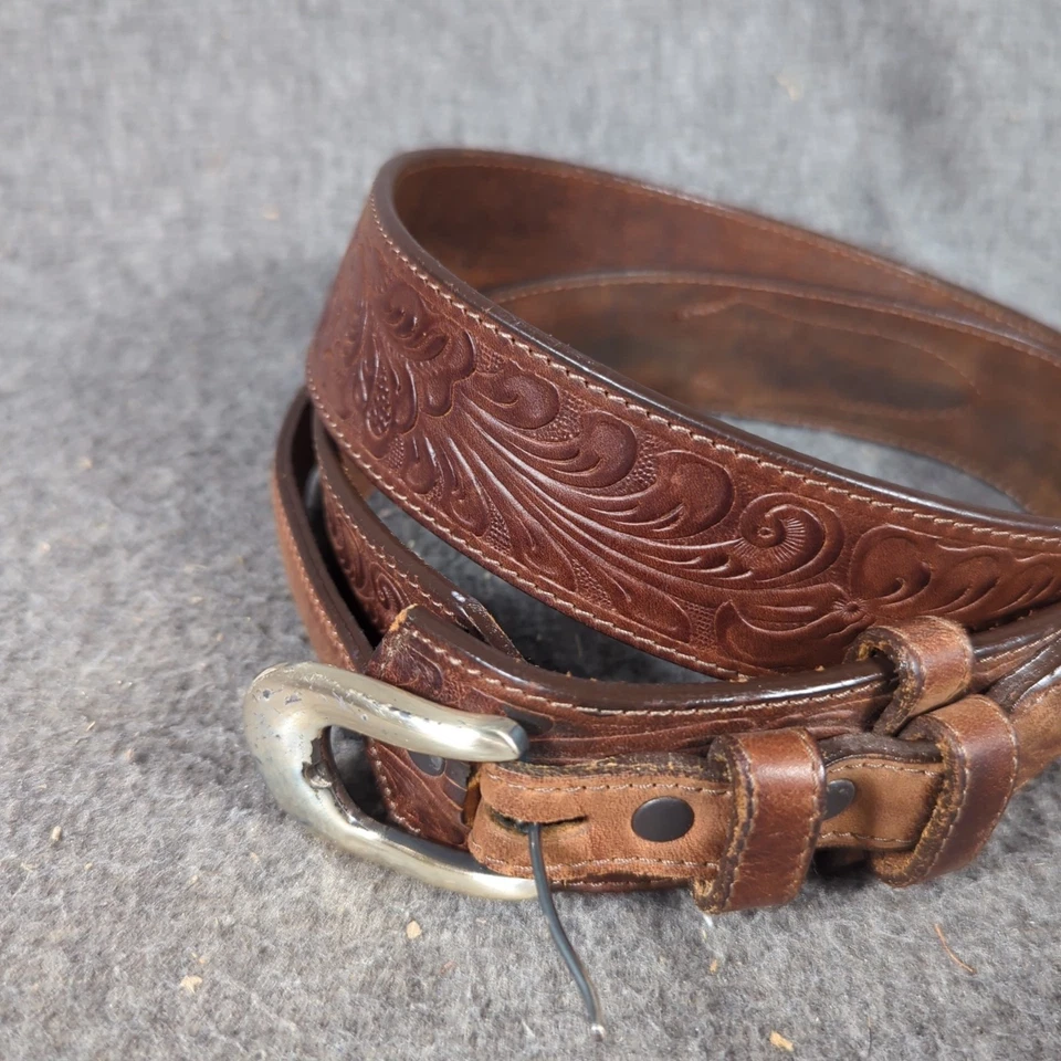 Cinturón Justin Top Grano Gamuza Cuero Vaca Marrón Talla 36 Foto 2 de 4