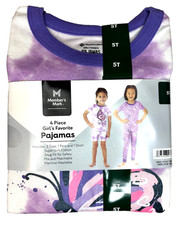 Member's Mark Girls 4 Piece Pajama Set Butterfly Size 5T