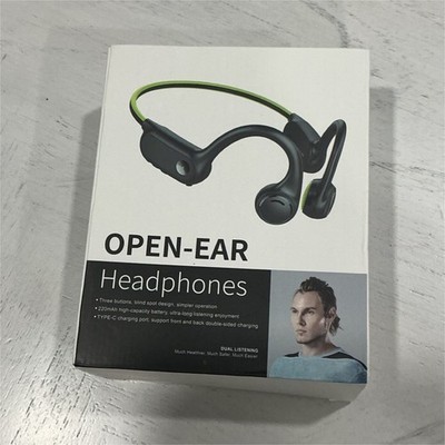 Open-Ear Bone Conduction Wireless Bluetooth Headphones, Charging Cable, Green