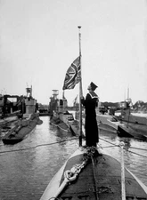 The Union Jack being raised on board a British submarine Old Photo