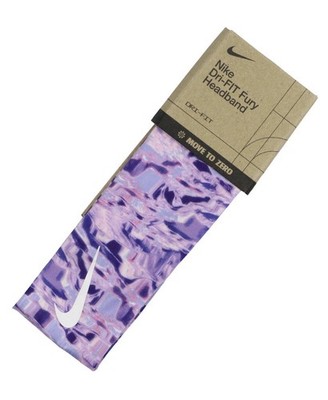 NIKE Dri-FIT Fury Swoosh Logo Headband One Size Purple