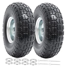 10” Solid Tires, 4.10/3.50-4” Flat Free Tires and Wheels with 5/8” Axle Bore 