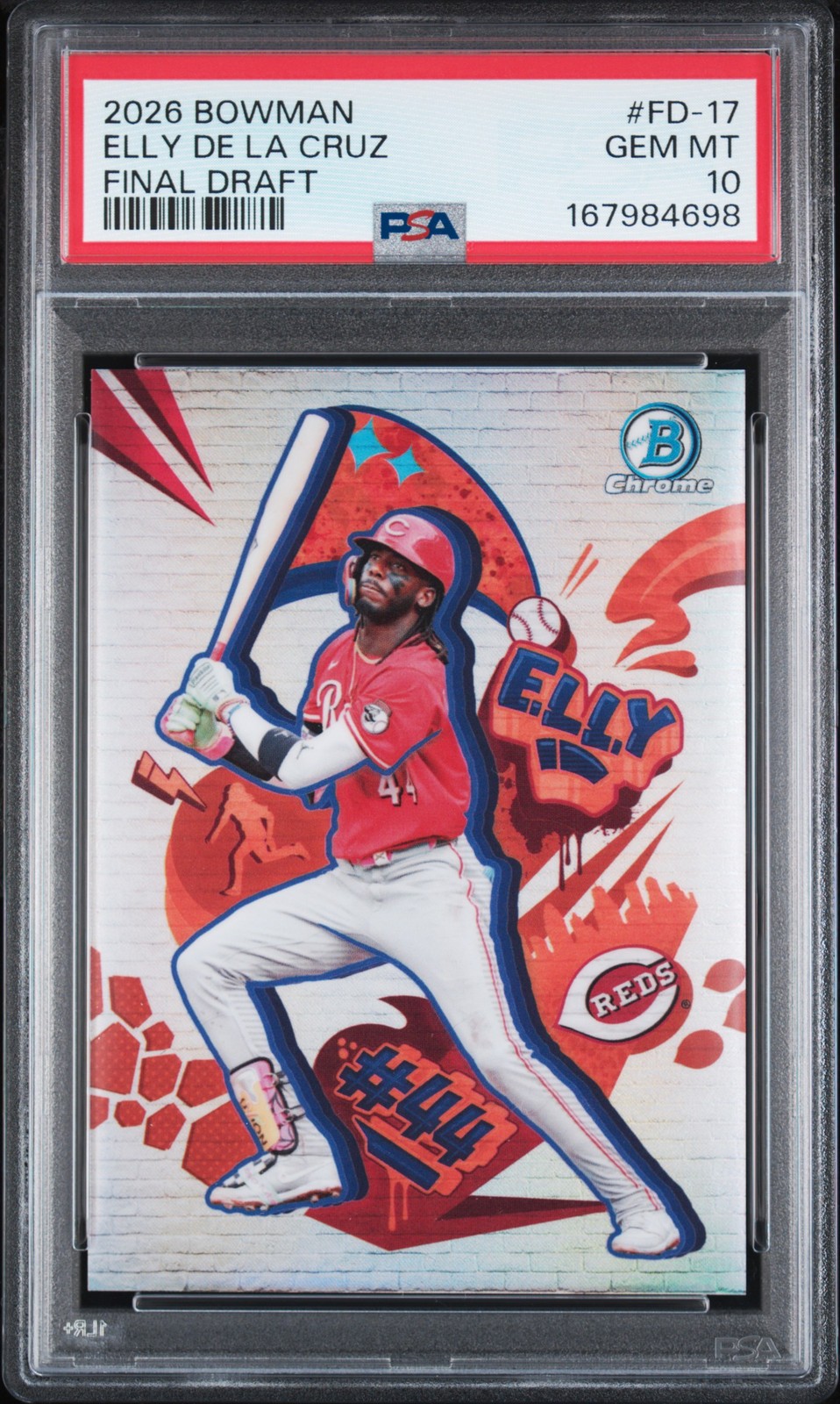 2026 BOWMAN CHROME FINAL DRAFT #FD-17 ELLY DE LA CRUZ PSA 10 view 1