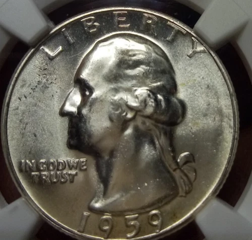 1959 MS 64 90% Silver Washington Quarter NGC Slab Holder
