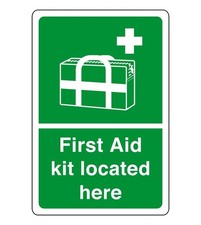 First aid kit located here - safety sign - AED sign, first aid stickers, first 