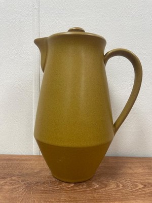 Denby Ode Pattern Mustard Yellow Stoneware Coffee/Tea Pot with Lid