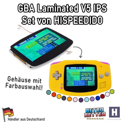 HISPEEDIDO GBA IPS Display Set V5 + Gehäuse Drop In Laminated Gameboy Advance