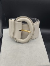 Vintage JAEGER Cream Wide Leather Belt Made in England Marked 30 inches 75 cm