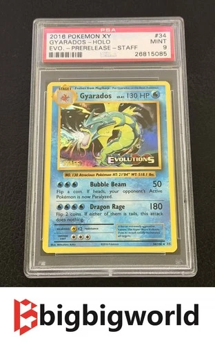 Pokemon TCG 2016 XY Evolutions Gyarados Holo Prerelease Staff PSA 9