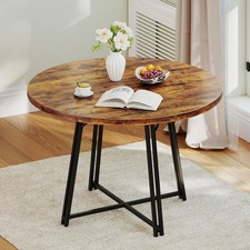 Image of 118cm Round Dining Table 8 Metal Legs Cross Base 4-6 Seater