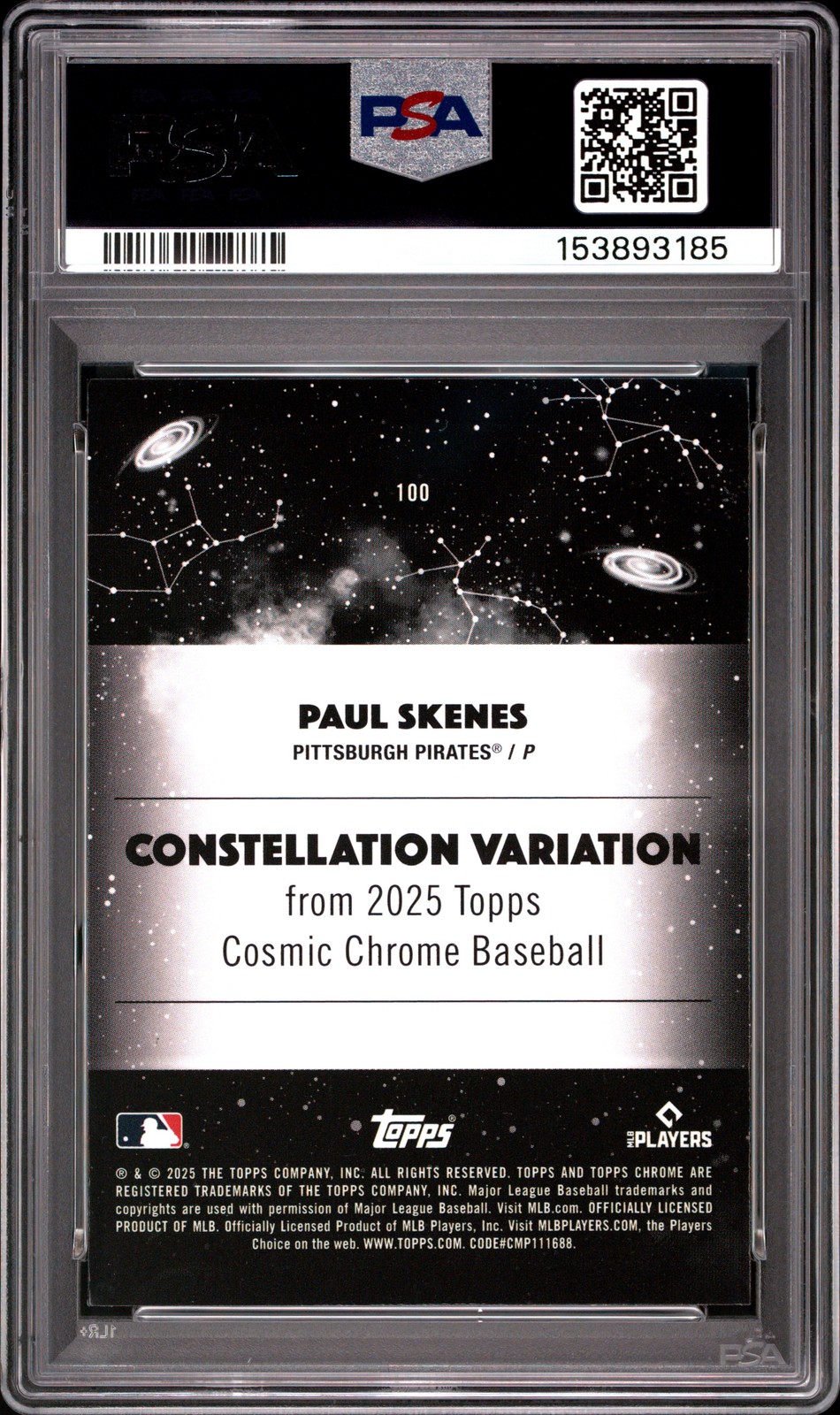 2025 TOPPS COSMIC CHROME CONSTELLATION VARIATION #100 PAUL SKENES PSA 9 view 2