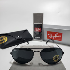 Ray-Ban RB3025 Aviator Sunglasses Black Frame Glass Gray Lens 58-14 mm