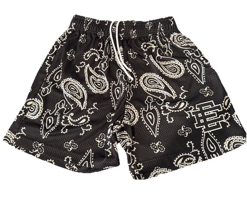 Pantalones Cortos Básicos Eric Emanuel Negro Paisley EE Talla Grande (L) Raro Difícil de Encontrar - Imagen 1 de 5