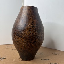 Mid Century Modern Burl Wood Vase Hand Turned Studio Art Organic Grain
