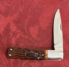 Vintage Cattaraugus Springdale Arkansas Pocket Knife CM-10 Brown Bone Handle NOS