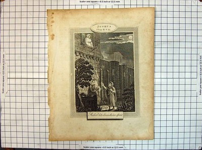 Original alter antiker Druck Joshua Rahal lässt Spione Religion 19.