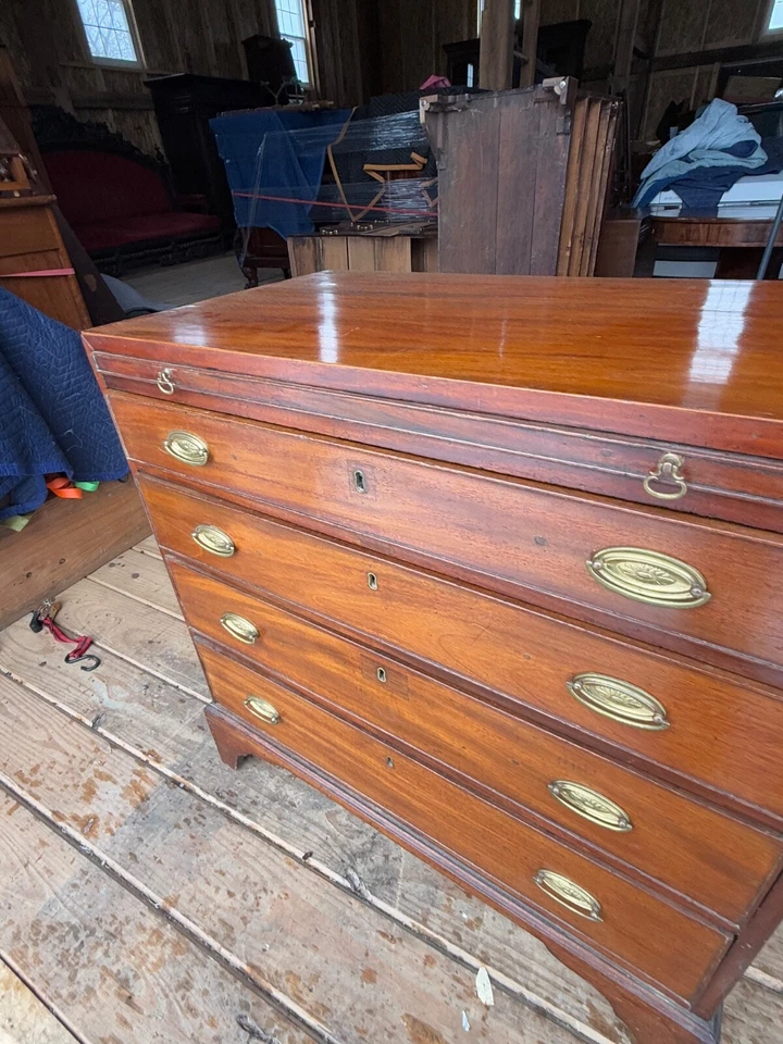 Antique chippendale Mahogany bachelors chest dresser drawers bracket ft 33 inch - Image 3 of 4
