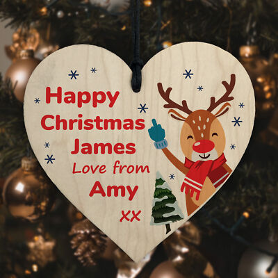 Funny Rude Christmas Gifts For Husband Wife Personalised Heart - Main Image