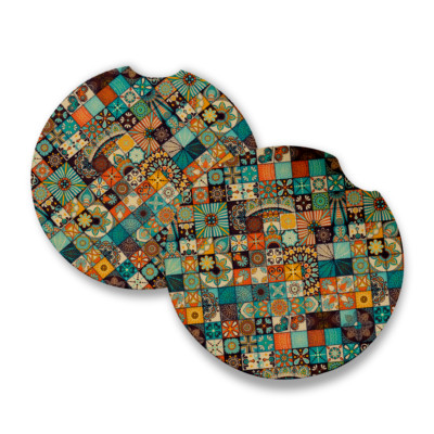 Bohemian 2 | Rubber Car Coasters | Set of 2
