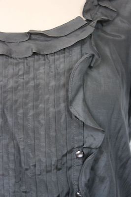 J. Crew 4 Nickleby Bib Ruffle Top Charcoal Gray Silk Cotton Top