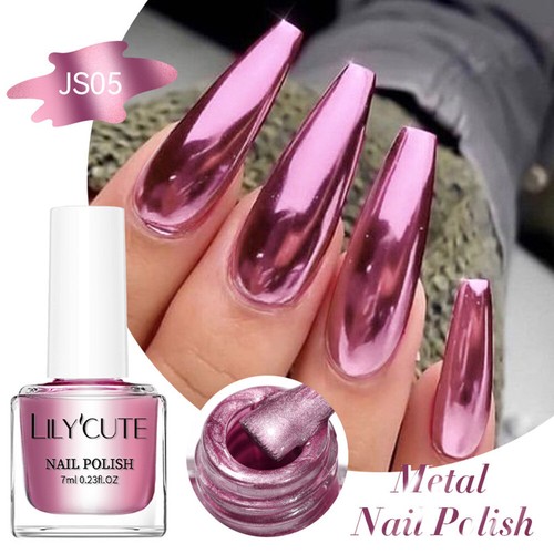 Nagelfarbe Mit Trocknungsmetallfarbe Silber Goldspiegel In Nageleffekt : - Picture 8 of 29