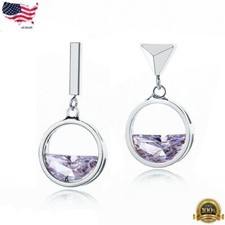 925 Silver Cubic Zirconia Ear Stud Hook Dangle Earrings Elegant Women Jewelry