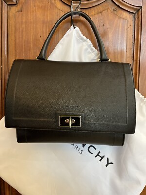 New Givenchy Black Leather Shark Tooth Bag Top Handle And Strap