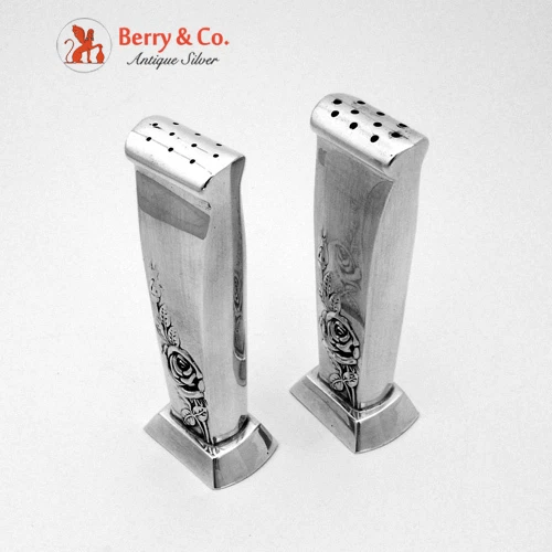 Classic Rose Salt And Pepper Shakers Set Sterling Silver Reed Barton 1954