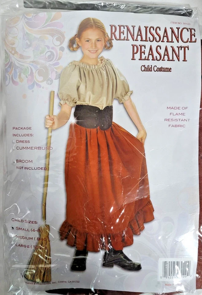 Disfraces RG Renacimiento Campesina Niña, Niño Mediano/Talla 8-10, Vestir, Teatro Foto 3 de 4