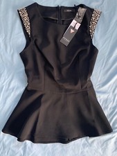 NWT Women’s GUESS Small Black Shirt with Silver Rein stones and Beads