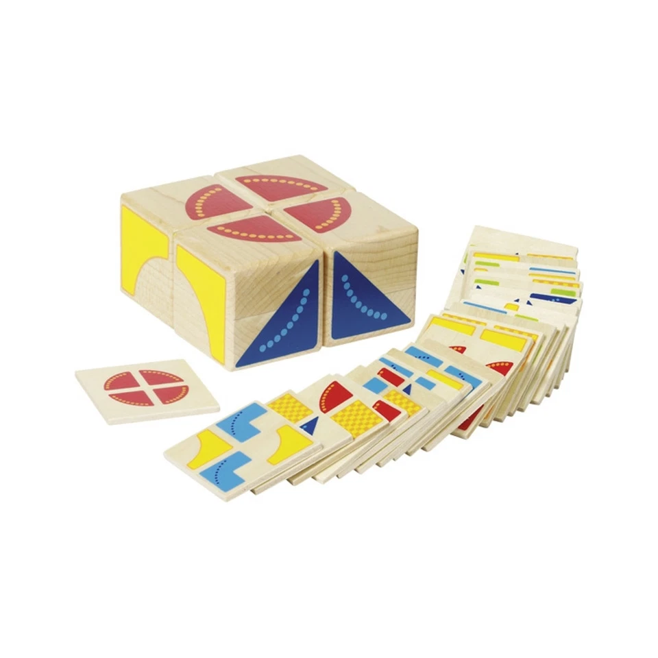 GOKI Legespiel KUBUS Setzspiel Formenspiel Lernspiel Farben Formen Holz mit Vorlagen