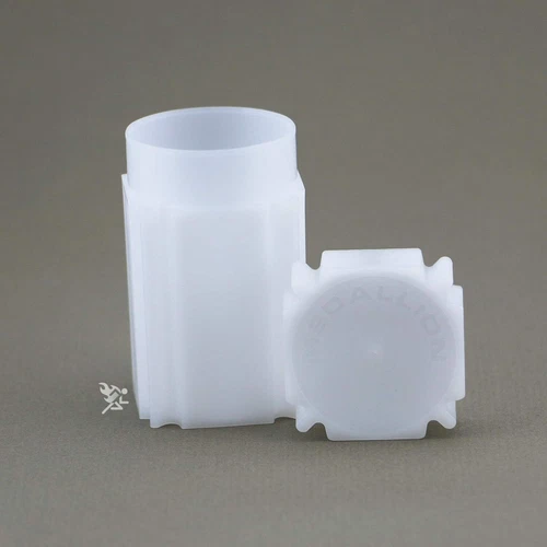 20 Coinsafe Brand Square White Plastic Medallion Size Coin Storage Tube Holders